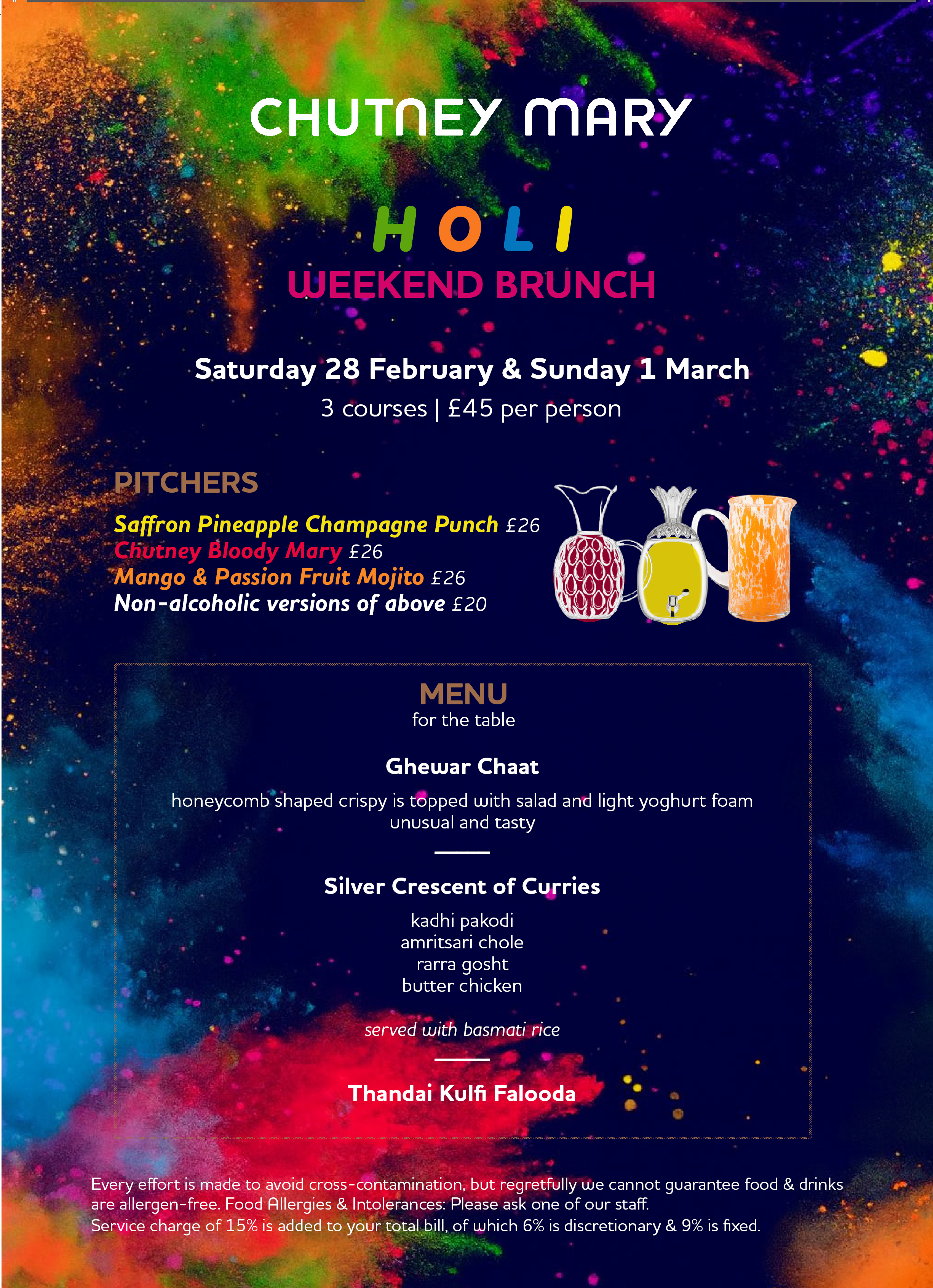 Holi Weekend Brunch Menu at Chutney Mary