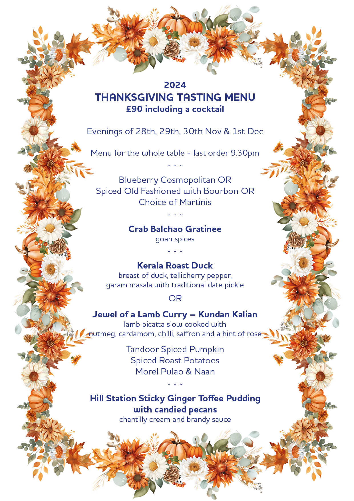 Thanksgiving Tasting Menu at Chutney Mary