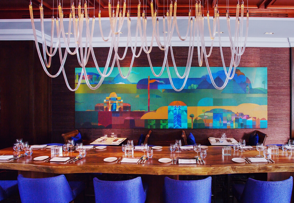 Pukka Bar interior view of communal table 