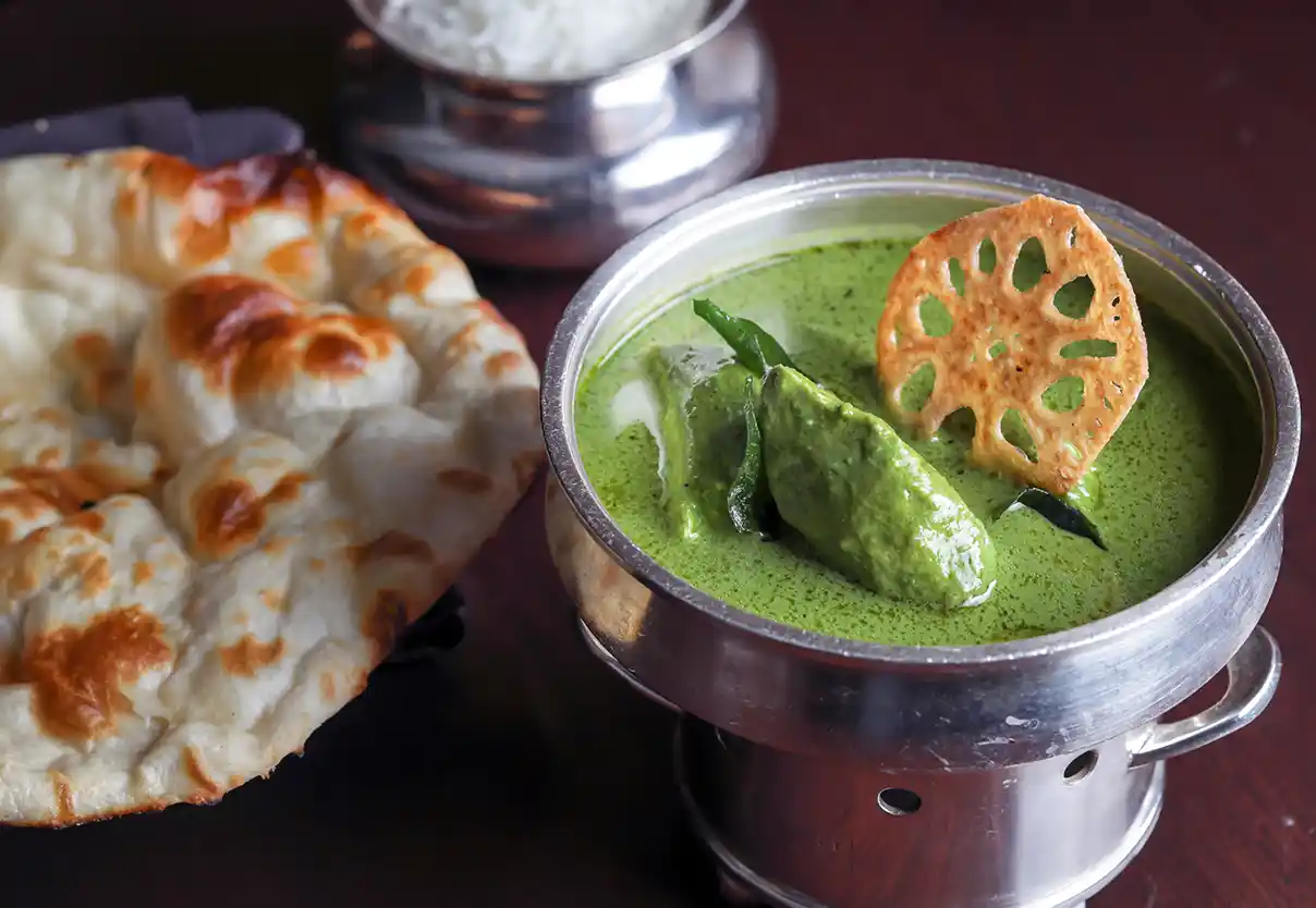Green Goa Chicken Curry at Chutney Mary Restaurant