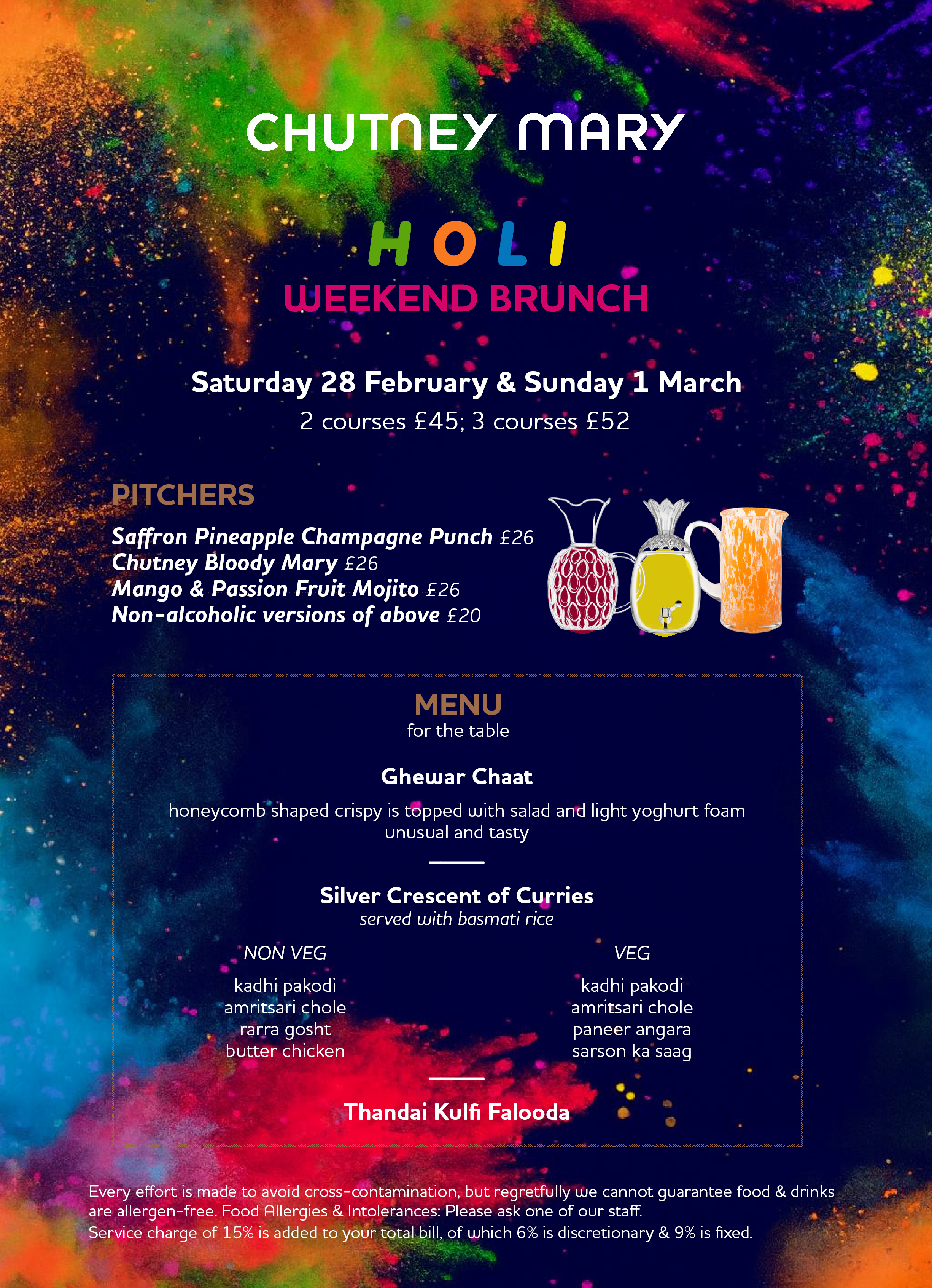 Holi Weekend Brunch Menu at Chutney Mary